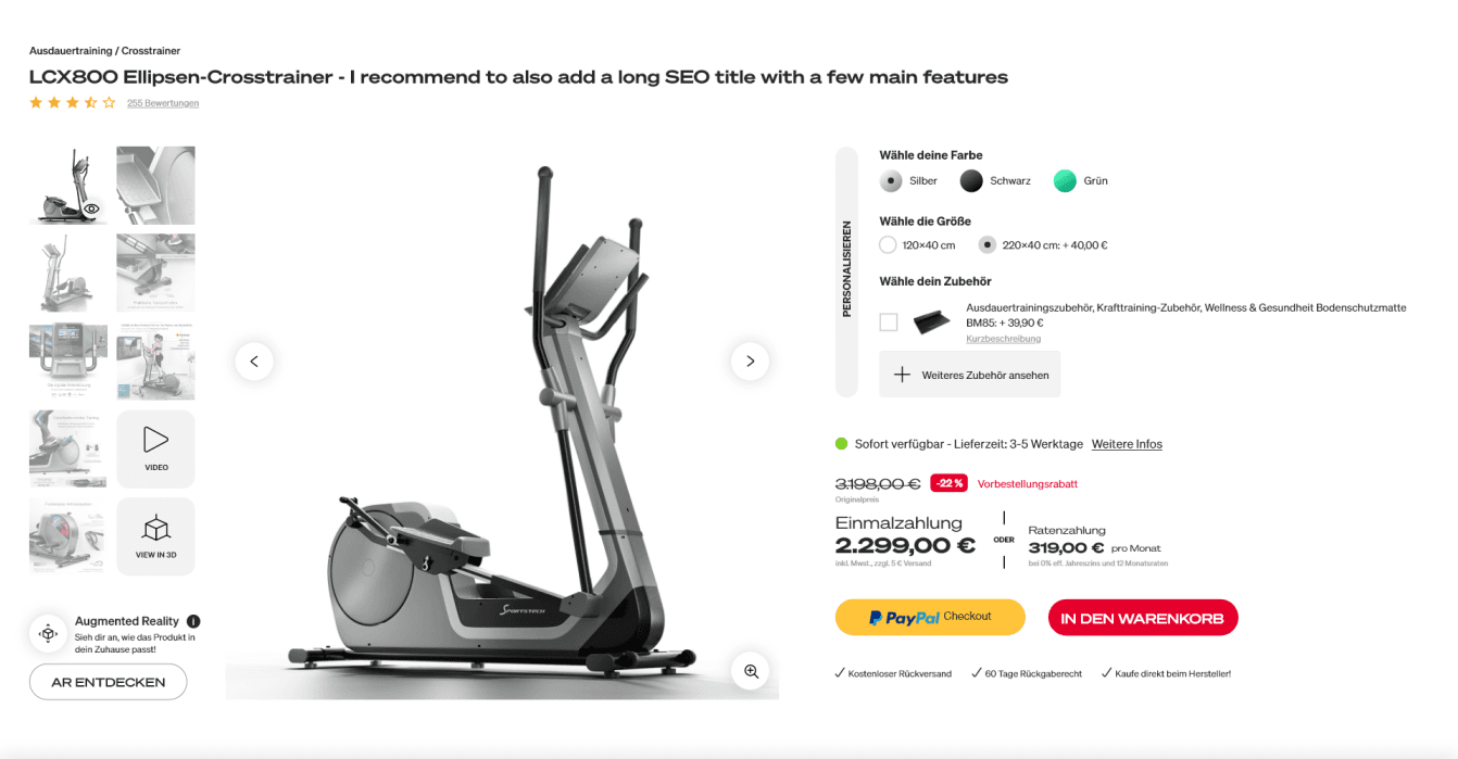 Magento 2 Sportstech PLP — E-commerce · Magento 2 · UI / UX · web design and development by Level UI