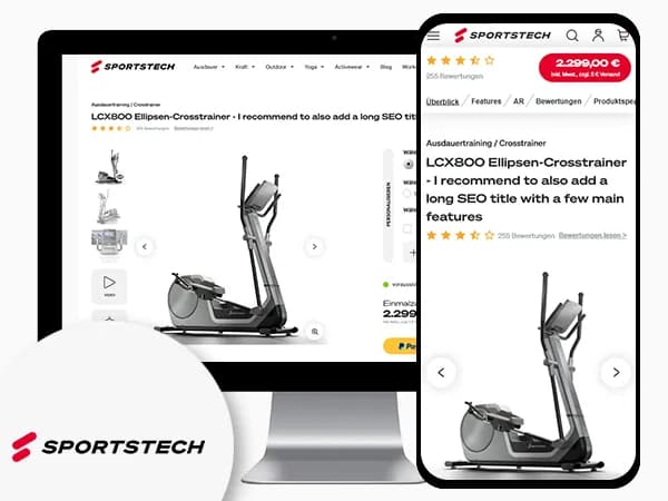 Magento 2 Sportstech Produktlistenseite — UI / UX Design, Entwicklung, E-Commerce, Magento, Produktseite, AR, Responsive · by Level UI